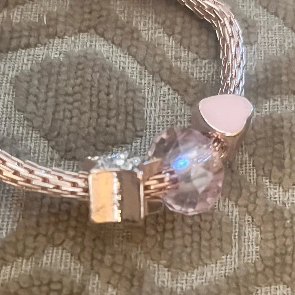 (kids) 🎉Rose Gold Cat Heart Star Crystal Charm Bracelet & Cat Ring
